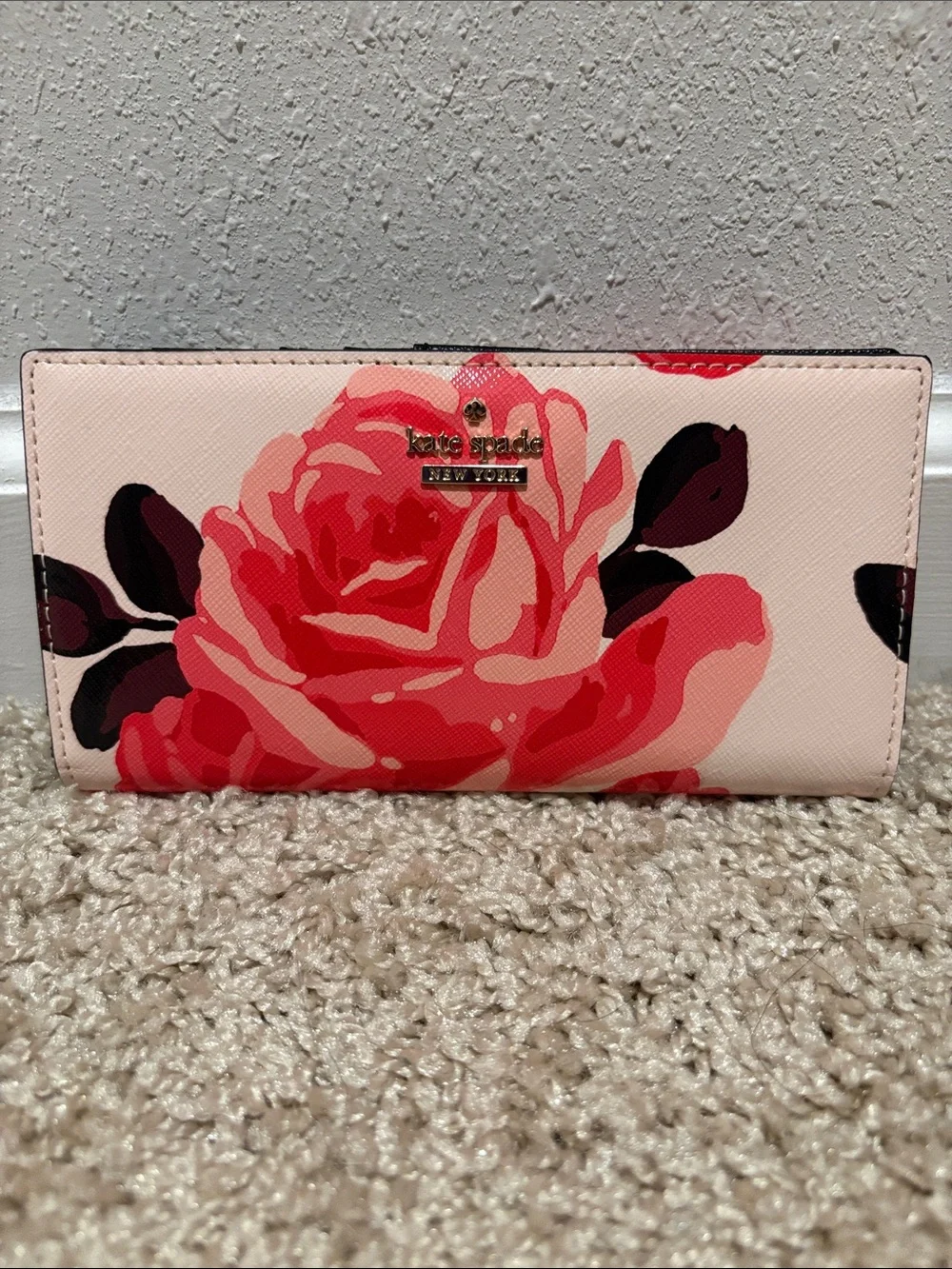 kate spade Pink Rose Print Continental Wallet